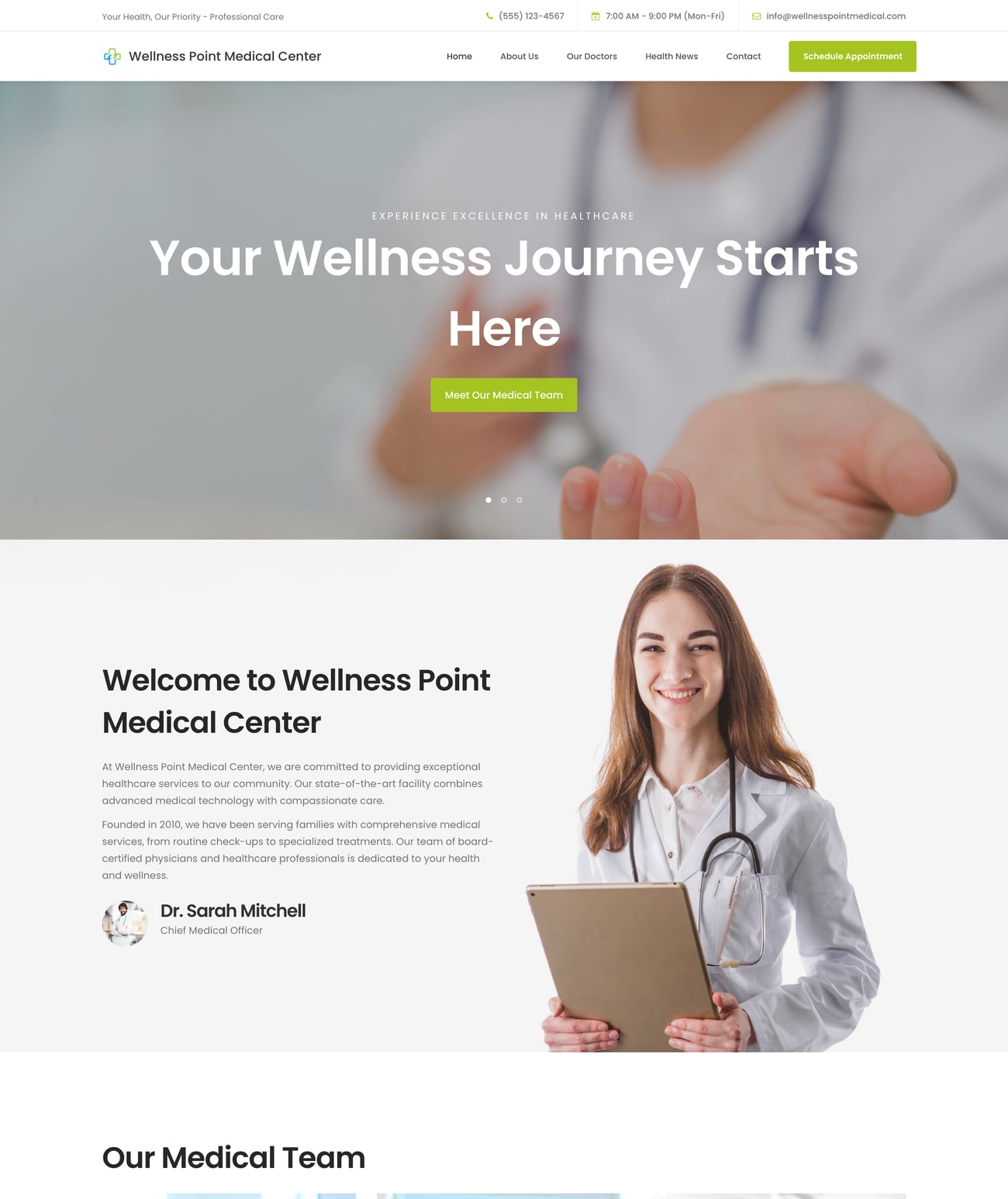 Wellness Point medical clinic website